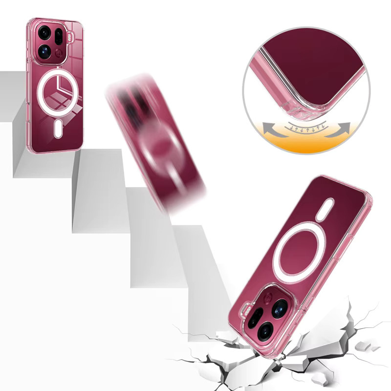 ELVEV Magnetische Hülle für OPPO Find X9 Pro, flexibles Premium-Acryl, transparent, Anti-Vergilbung und Anti-Fall Schutz - Bild 3