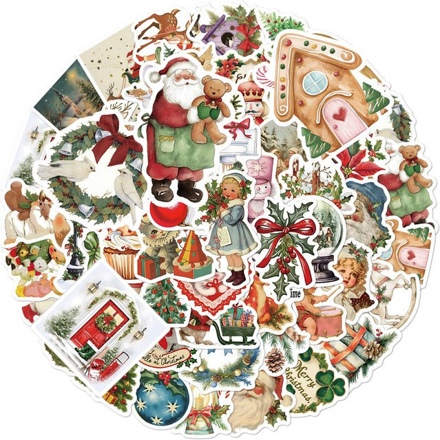 Charile Vintage Weihnachten Aufkleber Set, Romantische Artsy Sticker für Scrapbooking und DIY, Wasserdicht, Mehrfarbig - Bild 1