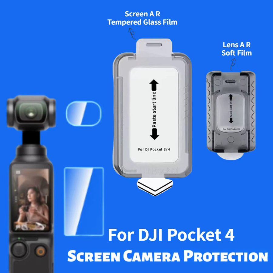 A R Film Objektiv-Schutzfolie und Displayschutz aus gehärtetem Glas für DJI Pocket 4, transparent - Bild 3