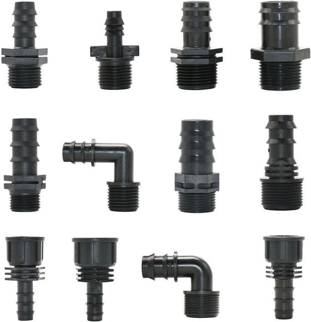 WYZXM 2er Set Gewinde zu Schlauchstutzen Adapter für PE-Schläuche mit Widerhaken zur Bewässerung, 1/2 Zoll - Bild 1