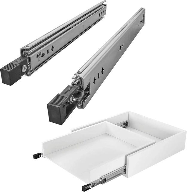 SO-TECH VarioSlide Schwerlastauszug KV2-100-H53-L650-EH Schubladenschiene mit Lock In Out Einrastfunktion, Belastbar bis 100 kg, Schwarz/Silber, Länge: 650 mm - Bild 1