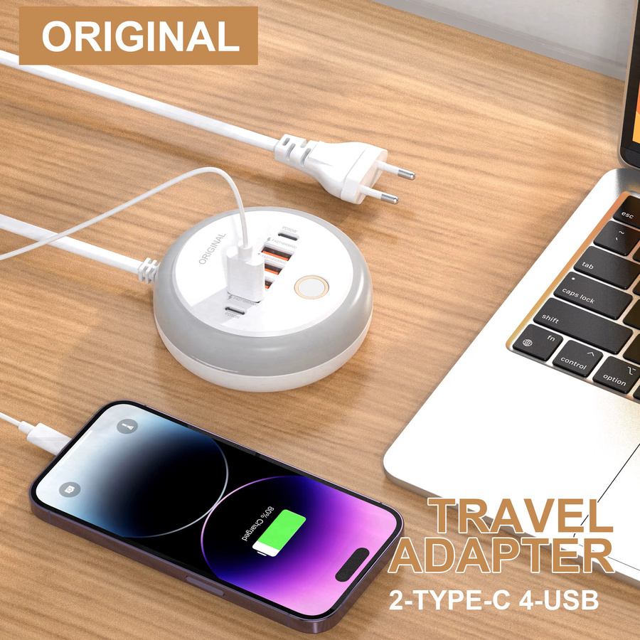 Multi Ports USB-C Schnellladegerät mit 50W PD Power Adapter in Weiß für iPhone, Xiaomi, Huawei und Samsung - Bild 3