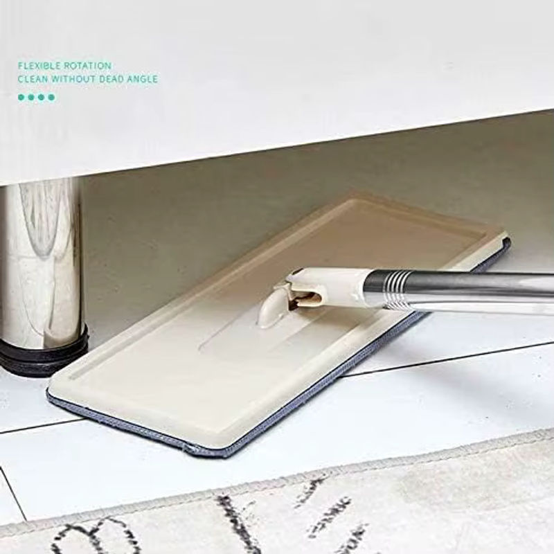 Bymaocar Flachmopp und Eimer Set in Gelb mit 10 wiederverwendbaren Mikrofaser-Pads, 360 Grad Rotation, Doppelbehälter-Design und ergonomischem Edelstahlgriff - Bild 3