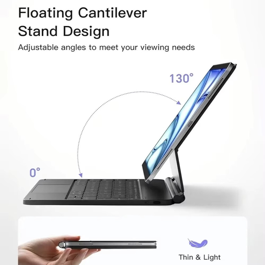 QUKAM Magic Bluetooth Wireless-Tastatur mit Hintergrundbeleuchtung für iPad Air 4 5 und iPad Pro 11 12,9 13 Zoll sowie iPad 10,9 Zoll Hülle - Bild 2