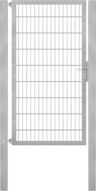 Einzeltor Flexo Plus in Grau aus feuerverzinktem Stahl mit Pfosten, Breite: 100 cm, Höhe: 180 cm, Pfostenmaße: 80 x 80 cm - Bild 1