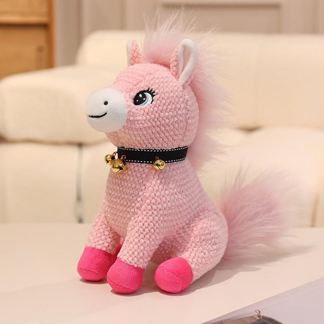 BC Pet Supplies Sitzendes Pferd Plüschtier, rosa, 22cm - Bild 1