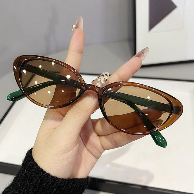 Samjune Cat-Eye Sonnenbrille, Vollrand, Braun-Grün, Damen, Kunststoff - Bild 1