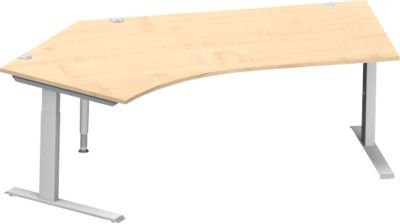 Schäfer Shop Genius Winkelschreibtisch MODENA FLEX 135 Grad mit C-Fuß-Rechteckrohr, Ansatz links, Farbe Ahorn/Weiß, Breite: 216,5 cm - Bild 1