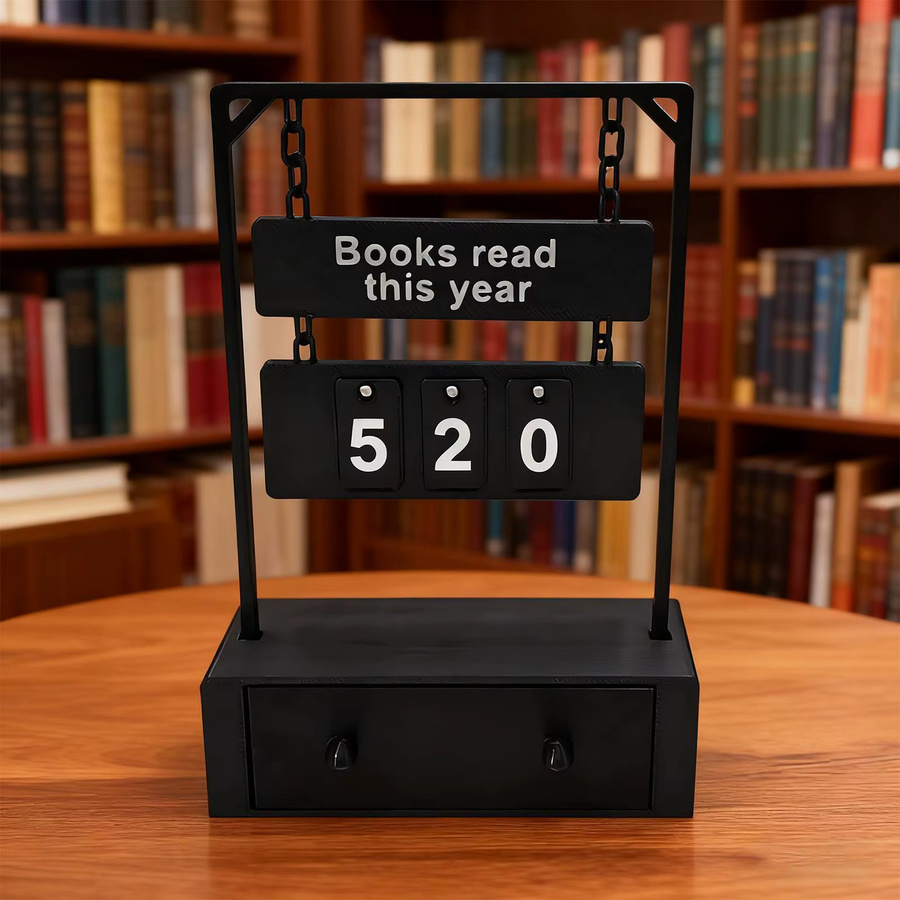 Transparentes Schreibtischschild als Zieltracker zum Bücherlesen für Schüler und Lehrer, modernes Display aus Kunststoff in Beige oder Schwarz - Bild 3