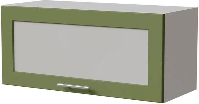Feldmann-Wohnen Klapphängeschrank Brerra W4BS/80 WKF in Weiß und RAL 6025 Farngrün Matt mit Glastüren und Soft-Close-Funktion, B/T/H: 80 x 32,5 x 36 cm - Bild 1
