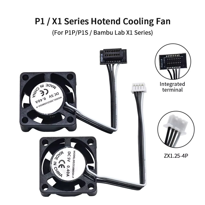 Bambu Lab Metall Hotend mit Lüfter für Upgrade X1/X1C P1P/P1S mit gehärteter Messing-Kupfer-Düse in den Größen 0,2 mm, 0,4 mm, 0,6 mm und 0,8 mm - Bild 1