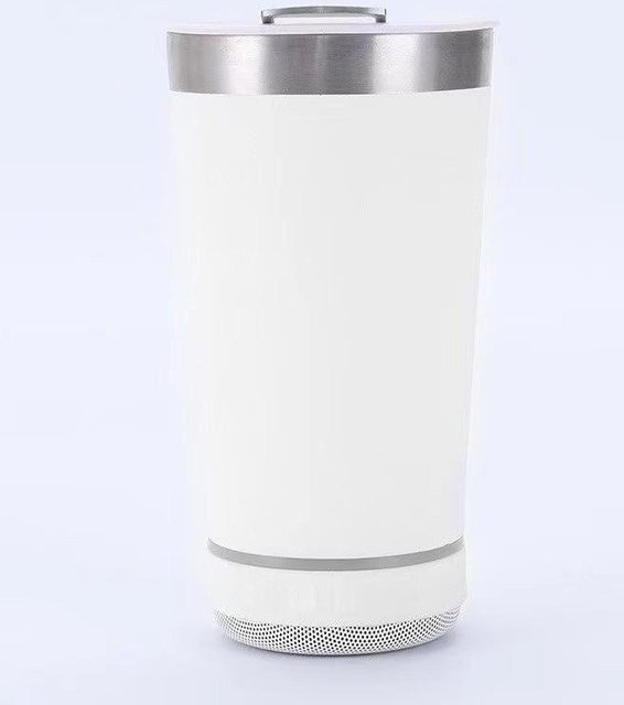 Aura Living Tragbarer Musikbecher aus Edelstahl mit kabellosem Bluetooth-Lautsprecher, Weiß, 401-500ml - Bild 1