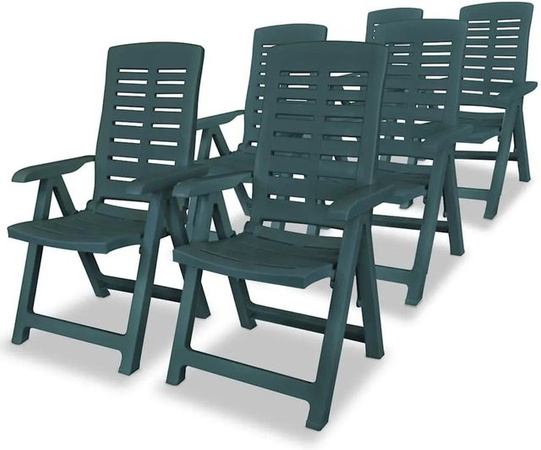 Furnicato Garten-Liegestühle Set aus Kunststoff in Grün, 6 Stück, B/T/H: 110 x 61 x 108 cm