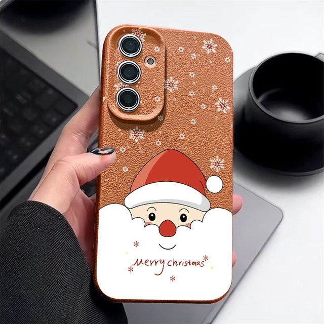 MOESOE Weihnachtliche Santa Claus Handyhülle aus TPU für Samsung Galaxy S25 S24 S23 S22 Ultra Plus FE A56 A55 A54 A36 A26 A17 A16 A15 in Schwarz und Mehrfarbig - Bild 1