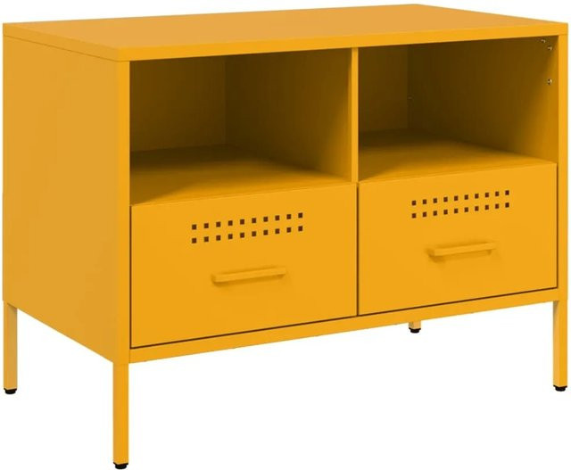 vidaXL TV-Schrank aus kaltgewalztem Stahl in Senfgelb, B/T/H: 68 x 39 x 50,5 cm - Bild 1