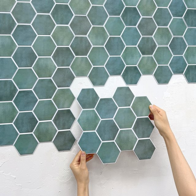 Commomy 3D-Wandpaneele in Grün, geometrische Wandverkleidung aus Kunststoff, wasserdicht und selbstklebend für moderne Heimdekoration - Bild 1