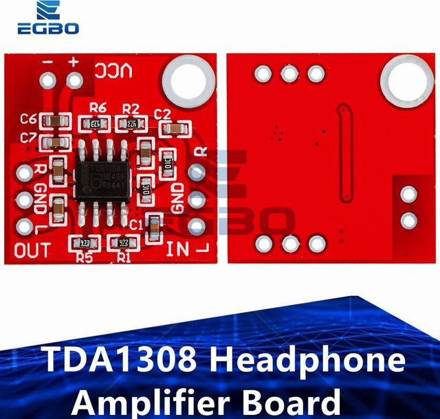 EGBO TDA1308 Stereo Kopfhörerverstärkerplatine als Headset-Verstärker und Vorverstärkermodul für Arduino DIY in Rot - Bild 1