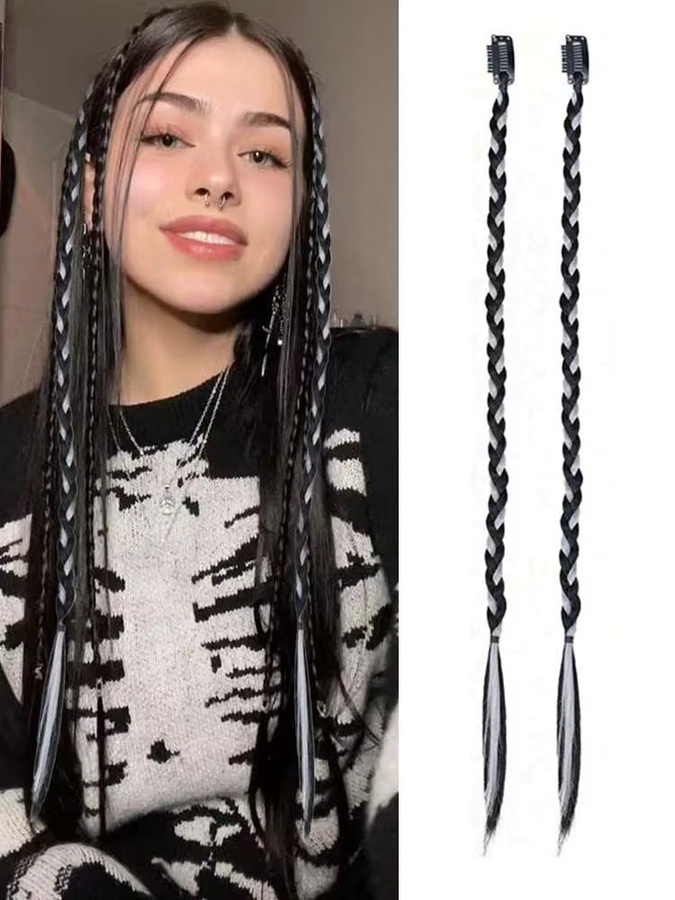 Refeeny Clip-In Box Braid Haarteilverlängerung, 2 Stück, 18 Zoll, Synthetik - Bild 7
