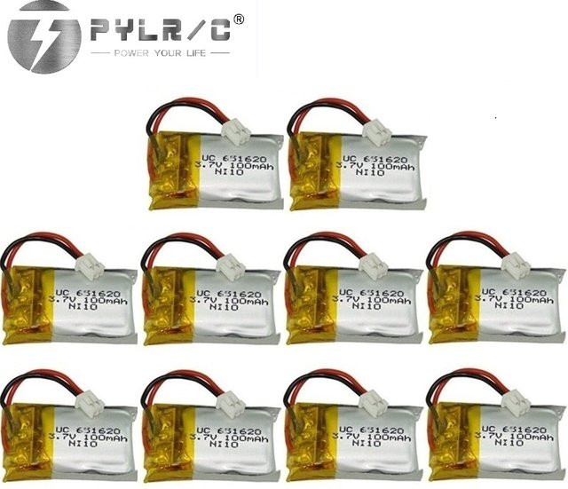 10er Set Li-Po Akku 3,7V 100mAh 120mAh 20C für Cheerson CX10 CX-10 CX-10A RC Helikopter und Quadcopter mit 1,25mm Stecker - Bild 1