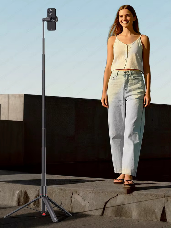 TOKQI Auto Pop-Up Selfie-Stick Stativ mit verstecktem Handyhalter und Bluetooth-Magnetfernbedienung in Schwarz, ausziehbar auf 133 cm - Bild 6