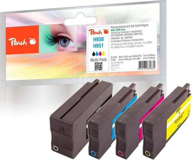 Peach Spar Pack Tintenpatronen Set für HP No. 950 und No. 951, Multicolor (Schwarz, Cyan, Magenta, Gelb) - Bild 1
