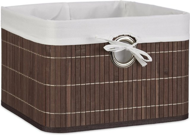 Relaxdays Aufbewahrungskorb aus Bambus in Braun, faltbar, B/T/H: 31 x 31 x 20 cm - Bild 1