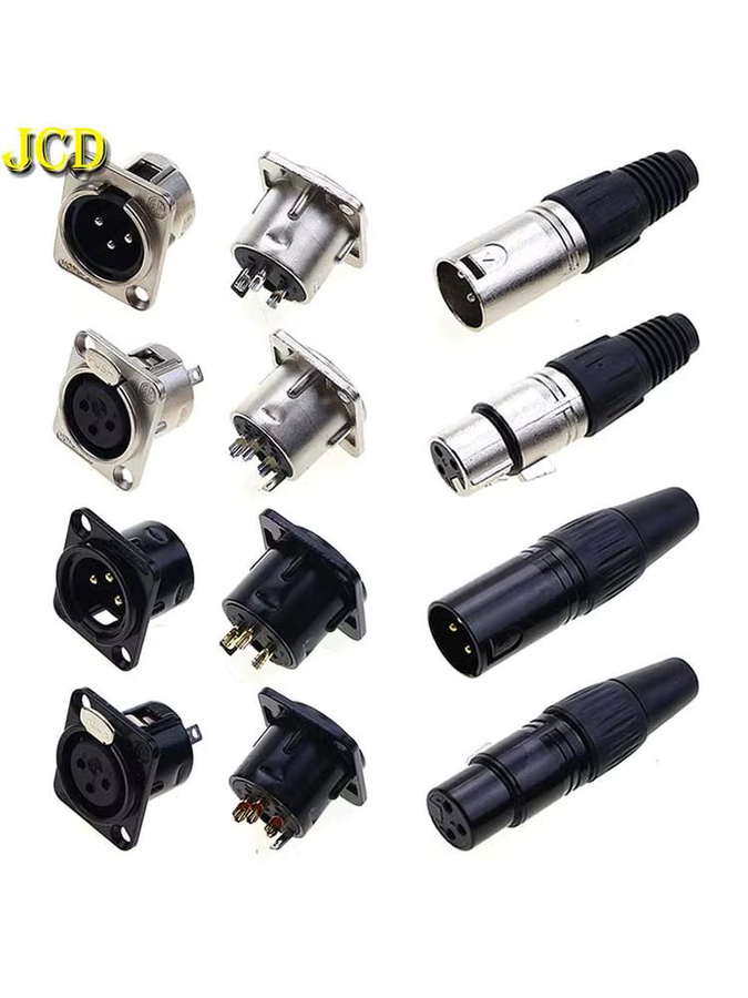 JCD XLR 3-Pin Audio-Stecker Set Männlich und Weiblich für Mikrofon und Mixer in Silber - Bild 3