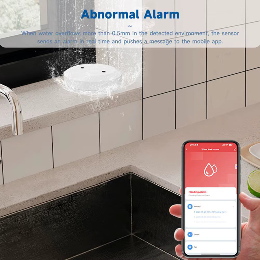 Tuya ZigBee Wasserleck-Sensor weiß drahtloser Überschwemmungsdetektor für Smart Life APP kompatibel mit Zigbee Gateway - Bild 4