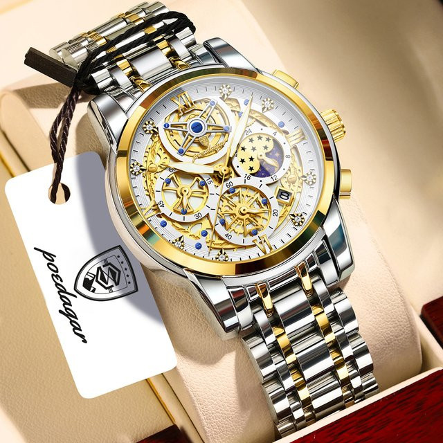 POEDAGAR Armbanduhr Edelstahl, Chronograph, Quarz, Datum, Herren - Bild 1