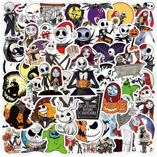 60 Stück Halloween Nightmare Before Christmas wasserfeste Aufkleber Multicolor von Bandai - Bild 1