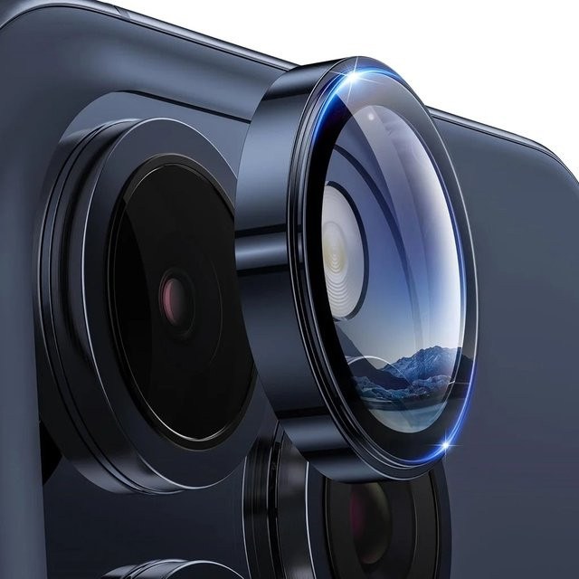 3er-Set Metall Kameraobjektivschutz aus 9H gehärtetem Glas für iPhone 15 Pro Max und iPhone 15 Pro in Blau - Bild 1