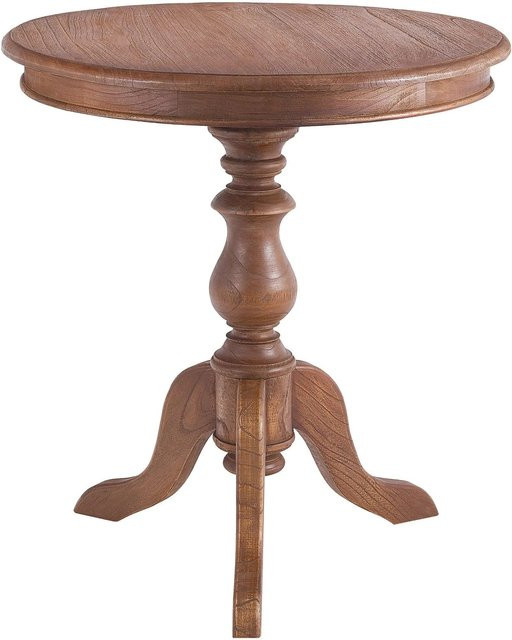 DELUKE Beistelltisch VILMA Rund aus Mindiholz in Braun, Durchmesser: 70 cm, Höhe: 76 cm - Bild 1