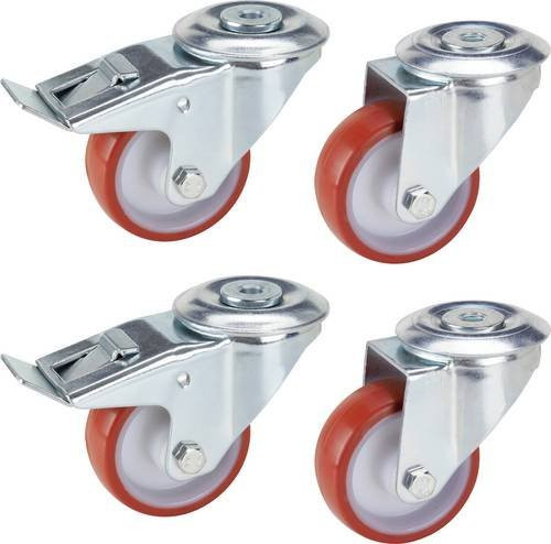 Dörner + Helmer 450546 Lenkrollen Set aus Kunststoff, 4 Stück, Farbe: Multicolour, Rad-Durchmesser: 80 mm, Tragfähigkeit: 300 kg - Bild 1
