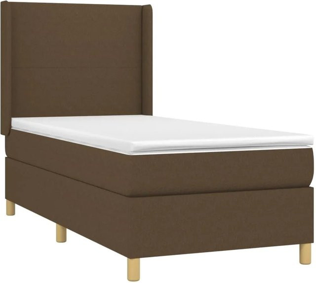 vidaXL Boxspringbett mit Matratze in Dunkelbraun, Hybridbett mit LED-Unterbettbeleuchtung und USB-Ladeanschluss, B/T: 100 x 200 cm - Bild 1