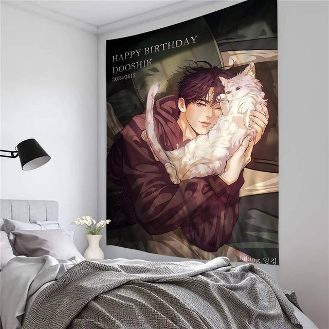 Pearl Boy-kang-dooshik-and-jooha-a Wandteppich im Boho-Stil mit Tarot-Illustration, mehrfarbig, rechteckig - Bild 1