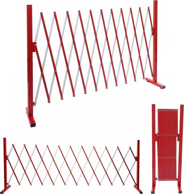 Ausziehbarer Absperrgitter MCW-B34 Scherengitter Zaun Schutzgitter aus Alu, Rot-Weiß, Höhe: 103 cm, Breite: 37-300 cm - Bild 1