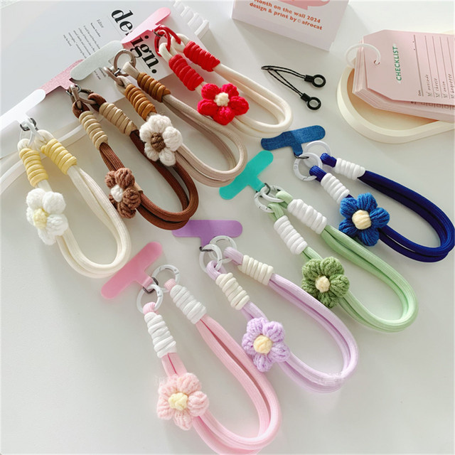 3D Geflochtenes Blumen-Telefon-Lanyard und Schlüsselbund in Blau für iPhone 17 Pro Max mit Anti-Verlust Knoten Seil Strap - Bild 1