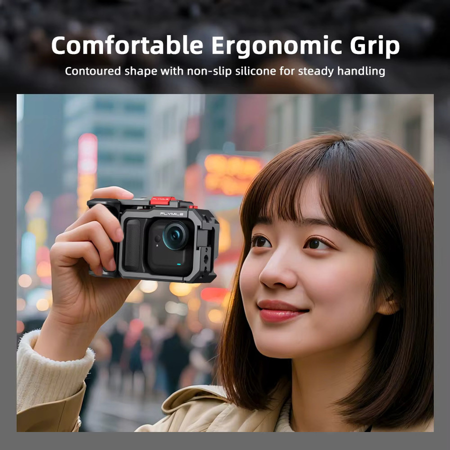Flymile Grip Xplorer Kit Metallkäfig mit Auslöser für Insta360 GO Ultra in Schwarz - Bild 2