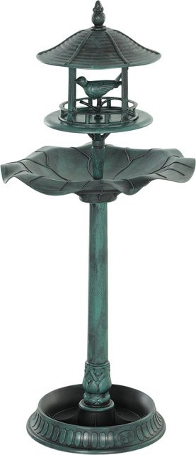 Outsunny 3-in-1 Vogelbad und Vogeltränke mit Blumenkübel in Grün-Grau, Höhe: 113 cm, Durchmesser: 50 cm - Bild 1
