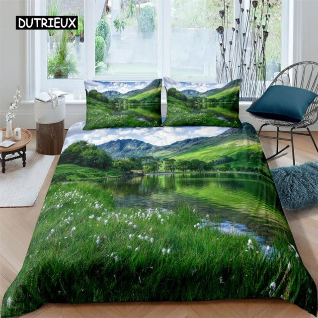 Binchi Outdoor Product Bettwäsche-Set mit floralem Landschaftsdesign, 2-teilig oder 3-teilig, B/H: 135 x 200 cm, Mehrfarbig - Bild 1