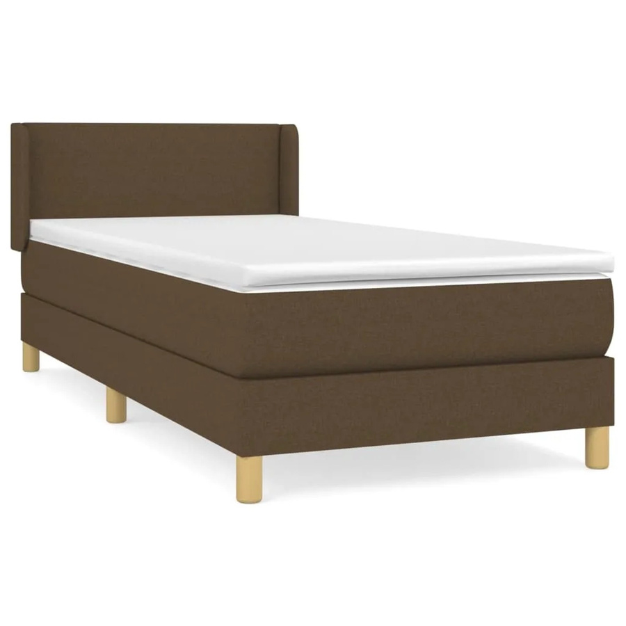 vidaXL Boxspringbett mit Matratze Dunkelbraun B/T/H: 80 x 200 cm, Hybrid-Design mit Taschenfederkern und Stoffbezug - Bild 2