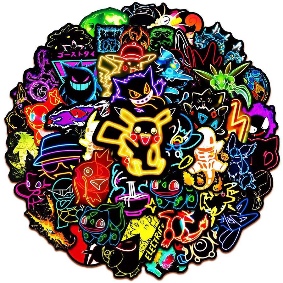 TAKARA TOMY Pokémon Neon-Anime-Aufkleber, Pikachu-Eevee-Sticker, 10-teiliges Set - Bild 4