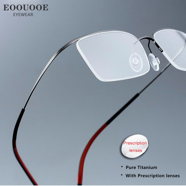 EOOUOOE Korrektionsbrille Herren, Halbrahmen, Titan, rechteckig - Bild 1