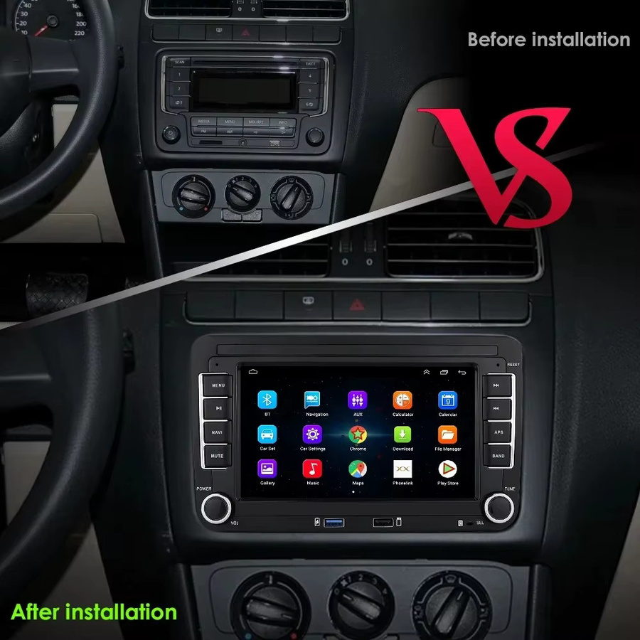 Icreative 4G Android Autoradio mit Wifi, GPS und Navigation für Volkswagen Golf Polo Jetta Passat B6 B7 CC, Skoda und Seat, Schwarz - Bild 2