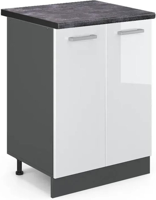 Vicco Küchenunterschrank R-Line Weiß Hochglanz Anthrazit B: 60 cm, T: 60 cm, H: 81,6 cm - Bild 1