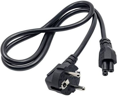 Akyga Strom Anschlusskabel mit Schutzkontakt-Stecker und Kleeblatt-Buchse C5, Länge: 1,0 m, Schwarz - Bild 1
