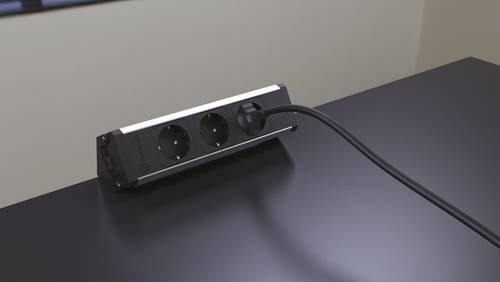 Kopp Einbau-Steckdosenleiste 3fach aus Aluminium in Silber - Bild 1