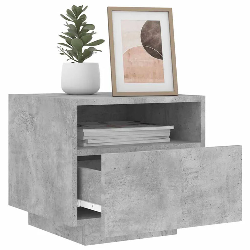 Vidaxl Set aus 2 modernen Nachttischen mit LED in Betongrau, B: 40 cm, T: 39 cm, H: 37 cm - Bild 4