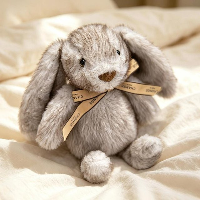 Handgemachte Kaninchen Plüschtiere, grau, 18cm, ab 14 Jahren - Bild 1