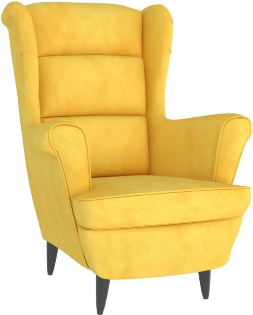 vidaXL Sessel Modell 1 aus Samt in Senfgelb mit Armlehnen, B/T/H: 90 x 43 x 81 cm - Bild 1